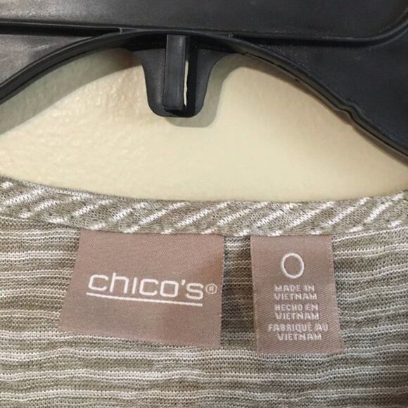 Chico's size 0 striped green short sleeved top - Picture 4 of 4